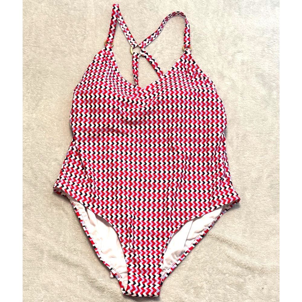 NWT Kona Sol Women's Wide Ribbed Ring One‎ Piece Swimsuit size 18 1X